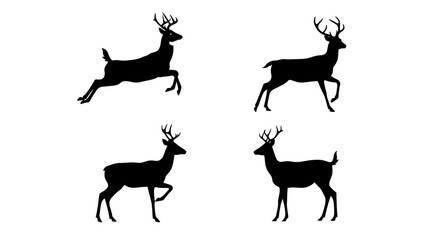 Set of Black Animal Silhouettes Flat Vector Collection on White Background
