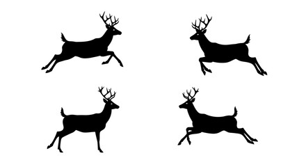 Set of Black Animal Silhouettes Flat Vector Collection on White Background
