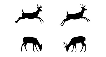Set of Black Animal Silhouettes Flat Vector Collection on White Background
