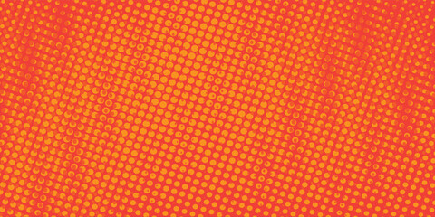 Dots halftone orange color pattern gradient texture with technology digital background. Dots pop art comics with summer background.