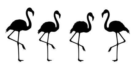 Set of Black Animal Silhouettes Flat Vector Collection on White Background
