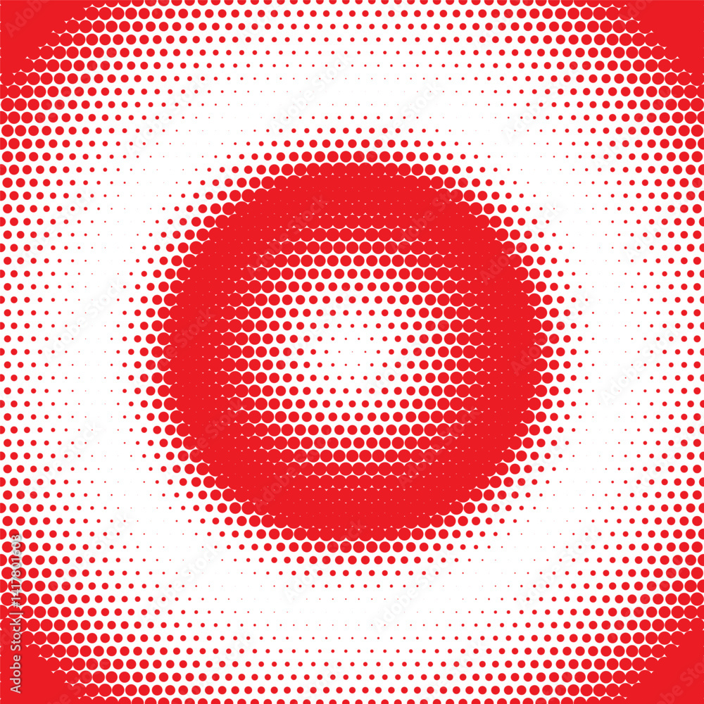 Poster halftone gradient pattern with circular red dots