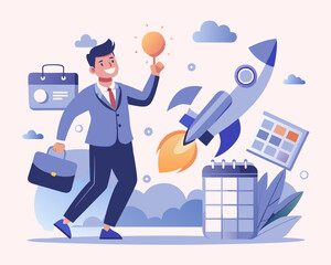Start new business, quit full time job, startup launch company or product concept