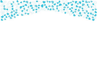 ハート柄の背景 水色系の3色 フチと単色 ハート