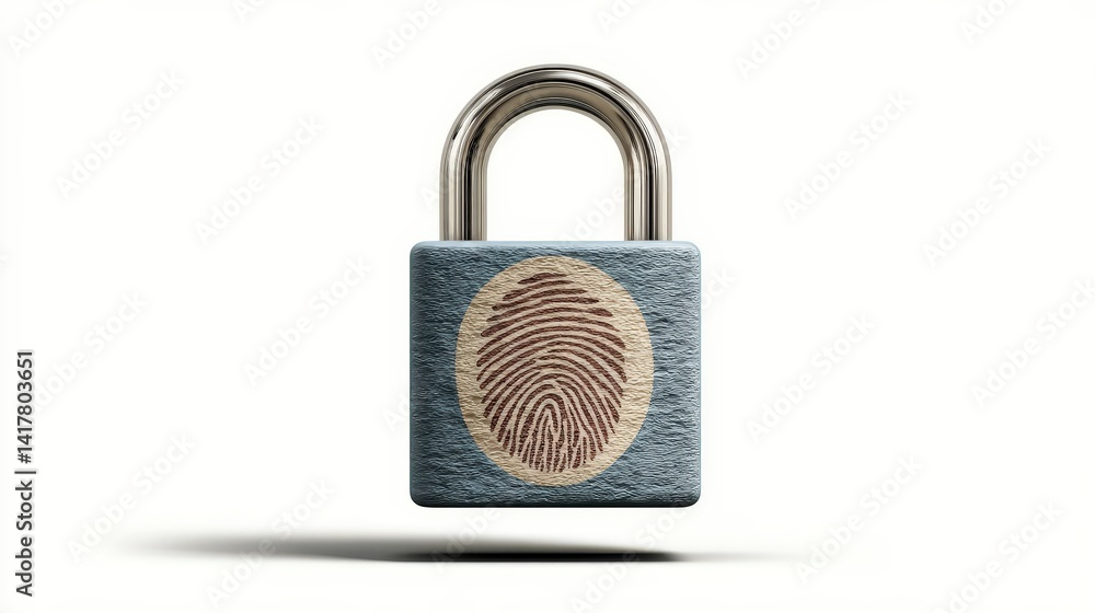 Aufkleber a metallic padlock featuring a fingerprint design for security concepts.