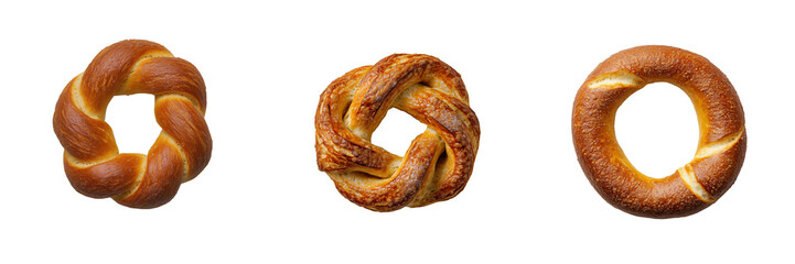 Delicious pretzel assortment bakery food on transparent background