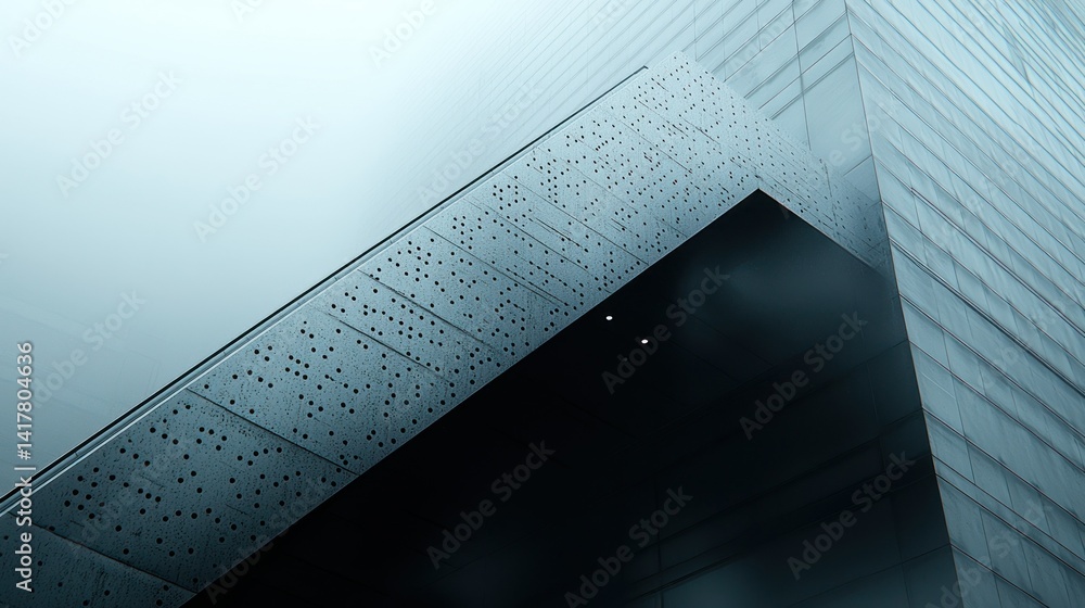 Poster modern architectural design featuring a sleek building corner with intricate patterns