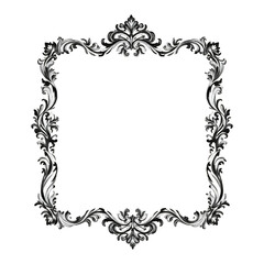Vintage Baroque Victorian Frame Border Monogram Ornament Isolated Hand Drawn Watercolor Illustration