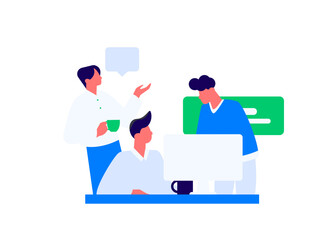 Flat vector illustration of business people operating work scene
