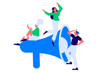 Flat vector illustration of business people operating work scene
