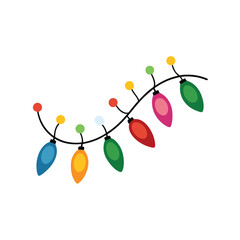 branch of cherry tree christmas lights clipart on white background 