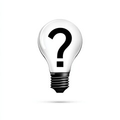 Question mark inside lightbulb on white background