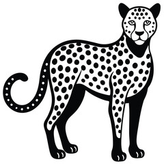 Standing cheetah silhouette vector flat illustration design.