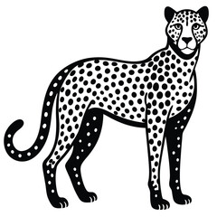 Standing cheetah silhouette vector flat illustration design.