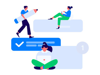 Flat vector illustration of business people operating work scene
