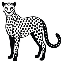 Standing cheetah silhouette vector flat illustration design.