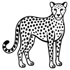Standing cheetah silhouette vector flat illustration design.
