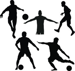 Striking Football Player Silhouette Illustrations