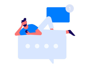 Flat vector illustration of business people operating work scene
