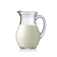 Pitcher of fresh milk isolated on white background