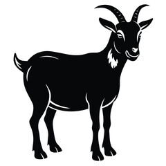 Obraz premium Goat Silhouettes, Cute Goat Vector Black Illustration