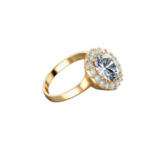 octagon cut diamond gemstone on gold ring transparent background isolated png stock
