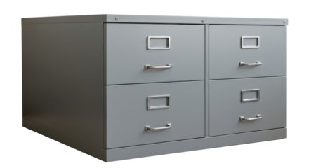 Isolated Grey Metal Filing Cabinet with Drawers