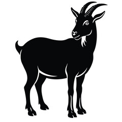 Goat Silhouettes, Cute Goat Vector Black Illustration
