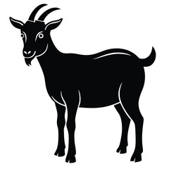 Goat Silhouettes, Cute Goat Vector Black Illustration