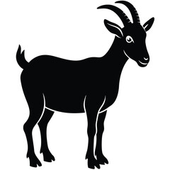 Goat Silhouettes, Cute Goat Vector Black Illustration