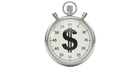 Isolated Stopwatch with Dollar Sign for Time is Money Concept