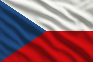 Waving flag of Czech Republic, Czech flag blowing in the wind, full frame smooth fold