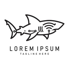 Minimalist elegant logo of shark combined with a wifi signal