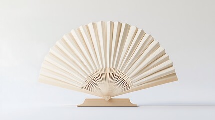Beige Hand Fan on Stand.