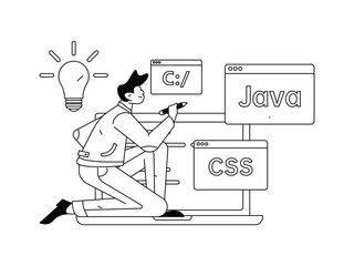 Flat vector illustration of business people operating work scene
