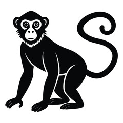 black and white illustration of a monkey