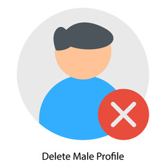 Delete Male Profile single vector illustration icon