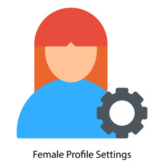 Female Profile Settings single vector illustration icon
