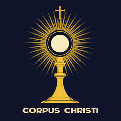 Corpus Christi Monstrance Illustration – Catholic Eucharist Celebration Design