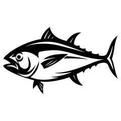 Striking Black and White Graphic of a Tuna Fish Silhouette Design