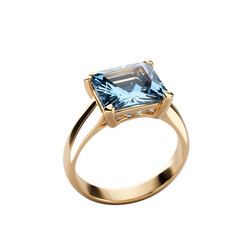princess cut quartz gemstone on gold ring transparent background isolated png stock