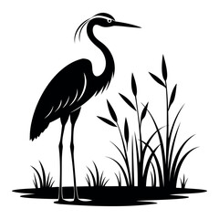 Elegant Heron Silhouette Vector