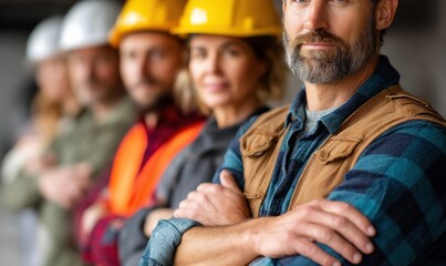 Obraz premium Construction team, focused and ready