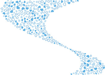 ハート柄の背景 青系の3色 フチと単色 ハート