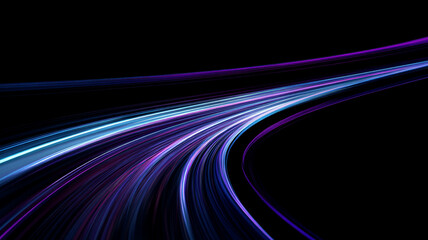 Blue and Purple Light Streaks on a Black Background