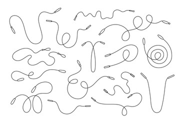 Skipping ropes set with curved handles and a flexible cord simple outline vector illustration, for fitness, exercise, sports-themed designs, icons, workout guides, and health-related creative projects