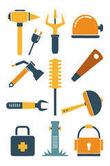 Cartoon toolkit, tools and equipment for repair illustration