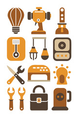 Flat Styled Illustrations of Home Repair and Renovation Items