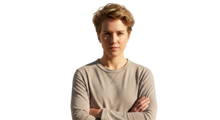 Isolated Confident Woman with Crossed Arms