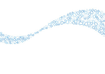 ハート柄の背景 青系の3色 フチハート